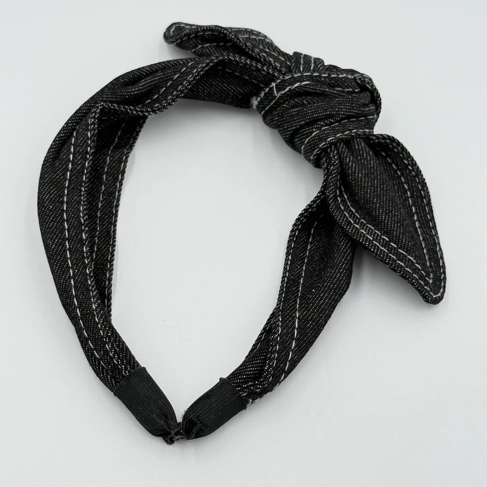 Denim Fabric Headband Bow Knot‎ Blue Hair Accessory NEW